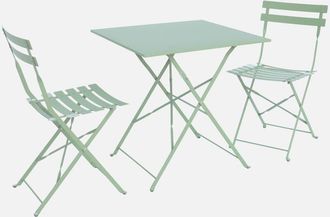 Sweeek Tavolo da giardino bistrot pieghevole in metallo con 2 sedie, 70x70cm