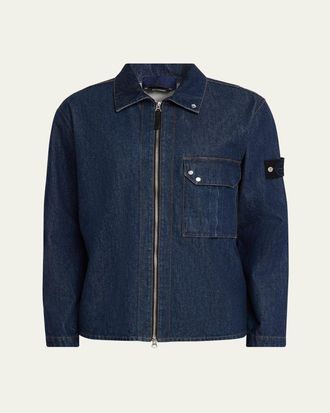 Stone Island Mens Denim Full-Zip Shirt Jacket