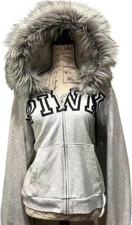 Generic Womens Y2k Zip Up Hoodie Zip Up Oversized Jacket Streetwear Crop Top Winter Coats Teen 2000s Vintage Streetwear