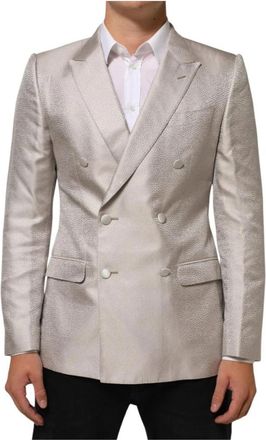 Dolce & Gabbana Martini Double-Breasted Suit Blazer - Heren - Blazers - Beige - M - Jassen