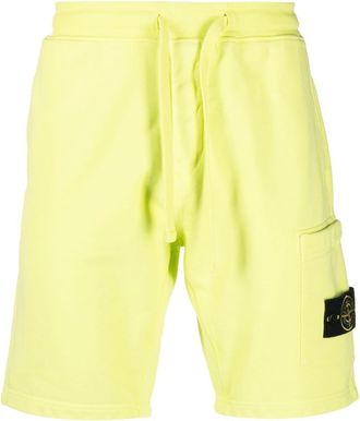Stone Island Compass-patch cotton track shorts - men - Cotton - S - Yellow