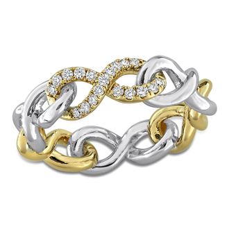 Mimi & Max Created Forever 1/5ct TW Lab-Grown Diamond Infinity Ring Two-Tone Sterling Silver