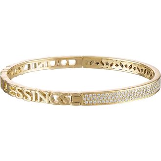 Eden Presley Half Text & Diamond Bangle in Love Beyond Measure at Nordstrom, Size Medium