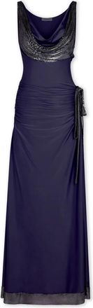 Paco Rabanne Midnight Blue Mesh Jersey Jurk - Dames - Avondkleed - Blauw - M - Kleedjes