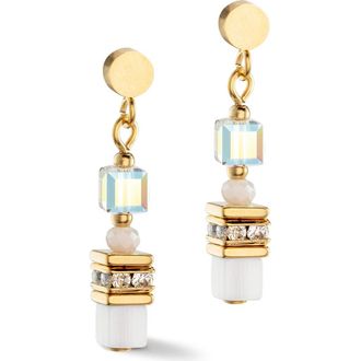 Coeur de Lion Mini Cubes Gold Earrings in White at Nordstrom