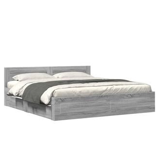 Berkfield Home Bed Frame with Headboard without Mattress Grey Sonoma 200x200 cm