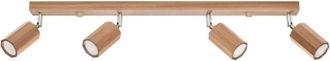 Wonderlamp L&aacute;mpara de techo lineal con 4 focos de madera natural