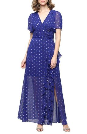 S.L. Fashions Foil Print Dress in Iris at Nordstrom, Size 16