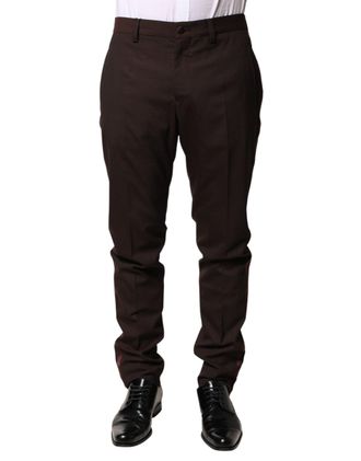 Dolce & Gabbana Mens Formal Wool-Blend Trousers Brown