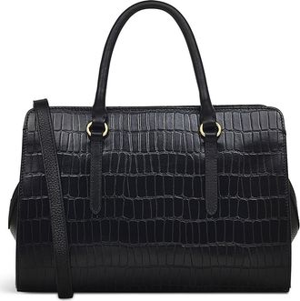 Radley London Angel Lane Croc Embossed Leather Satchel in Black at Nordstrom Rack