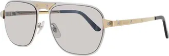 Cartier Mens Silver Tone Rectangular Sunglasses CT0532S005
