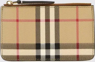 Burberry Portacarte in cotone spalmato Vintage check con moschettone
