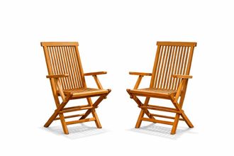 Concept Usine Juego de 2 sillones plegables de jard&iacute;n de teca maciza en bruto