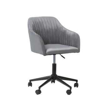 Beliani Beliani - Silla De Oficina De Terciopelo Gris Negro Giratoria Altura Acolchado Venice