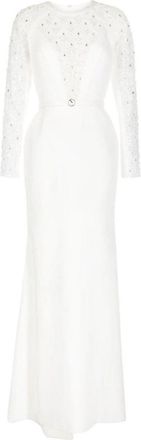 Saiid Kobeisy Beaded Long Crepe Dress