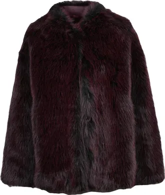 Patrizia Pepe Red Polyester Hook Faux Fur Jacket
