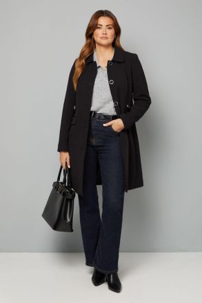 Wallis Womens Double Crepe Pea Coat - Black - Size 16 UK