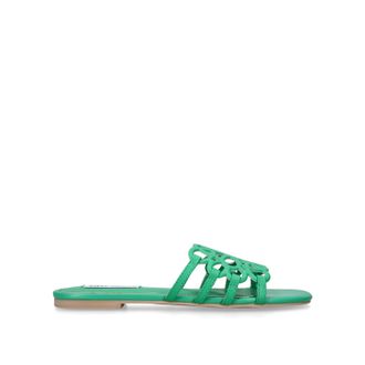 Steve Madden Womens Leather Lotus Green Sandals