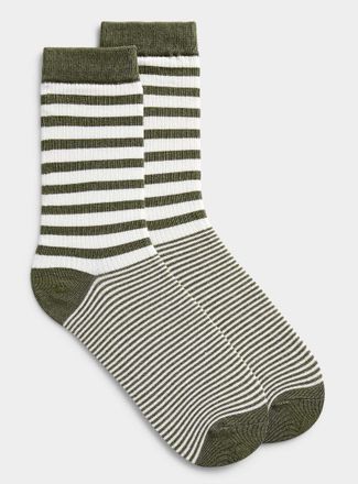 Simons Womens Striped ribbed socks