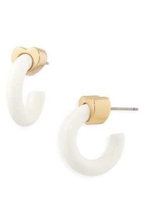 Kate Spade New York geo pop huggie hoop earrings in White at Nordstrom