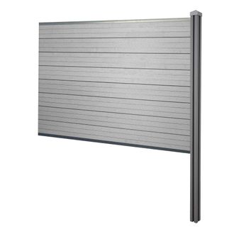 Hhg Hhg - Sarthe Wpc Pantalla De Privacidad, Valla Cortavientos, Postes De Wpc Para Fijar En Hormig&oacute;n, Elemento De Extensi&oacute;n, 188cm Gris