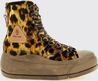 R13 Sneakers alte Extended Kurt con stampa animalier e suola platform