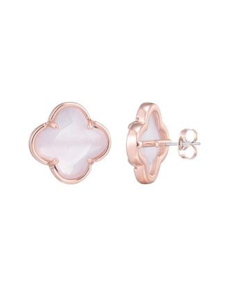 Adornia Adornia 14K Rose Gold Plated Cat Eye Stone Clover Stone Stud Earrings