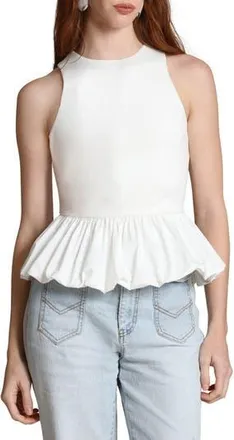 Avec Les Filles Peplum Tank in White at Nordstrom Rack, Size X-Large