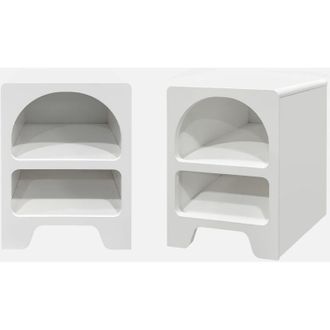 Sweeek Sweeek - Mesita de noche efecto madera blanca, set de 2, Thessa, Blanco, 40x40x55 cm