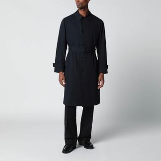 Lardini Blue single-breasted wool trench coat