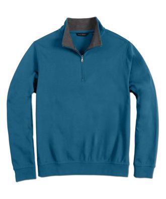 Scott Barber Mens Pima Interlock Zip Mock In Dark Teal