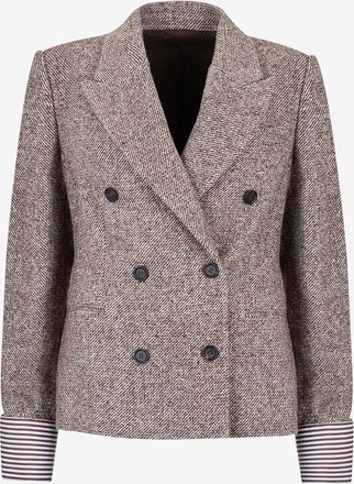 Brunello Cucinelli Zweireihiger Tweedblazer mit gestreiften Ärmelumschlägen
