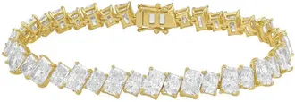 Diana M. Jewels 14kt Yellow Gold 35.00cts Lab Grown Slanted Radiant Diamond Tennis Bracelet
