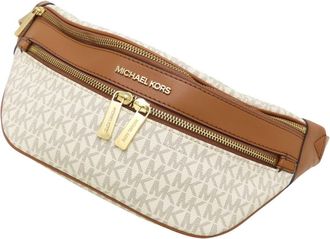 Michael Kors Brown Ivory Coated Canvas Leather Sling Bag (Pre-Owned)