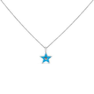 House of Brilliance Sterling Silver Blue Enamel and Diamond Accent Star Pendant Necklace at Nordstrom