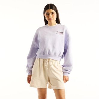 New Balance Donna Trackside Fleece Crew in Viola, Taglia 2XL