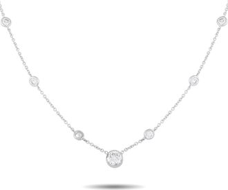 Luxury Bazaar 18K White Gold 3.50ct Diamond Station Necklace MF14-072925