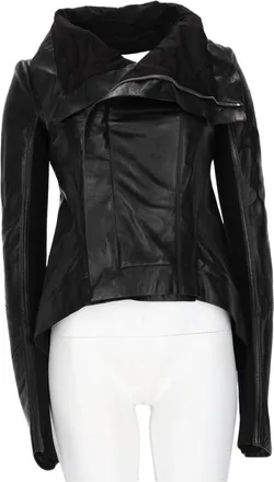 Rick Owens Naska Fitted Black Lamb Leather Biker Jacket