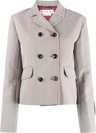 Marni Grey Houndstooth-pattern Double-breasted Blazer