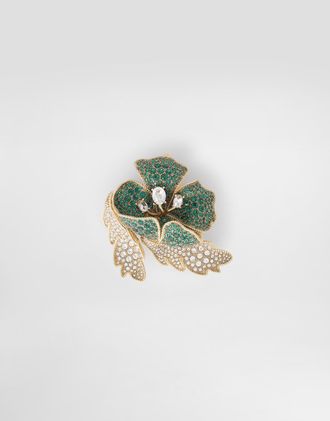 Dolce & Gabbana Flower Brooch With Rhinestones - Man Bijoux Gold Metal Onesize