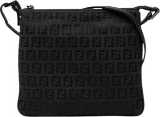 Fendi Pre-owned Cross Body Bags, female, Black, Size: ONE SIZE Pre-owned Canvas Crossbody Bag