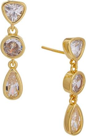Savvy Cie Jewels Gold Plated Cz Drop Earrings