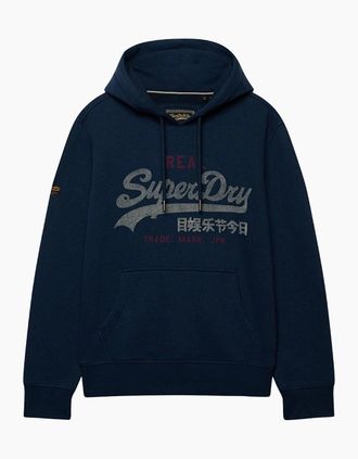 Superdry Mens Superdry Mens Vintage Logo Heritage Relaxed Hoodie - Navy - Size: 38