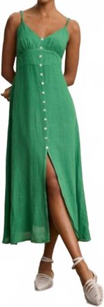 Velvet Janet Button Front Dress In Emerald