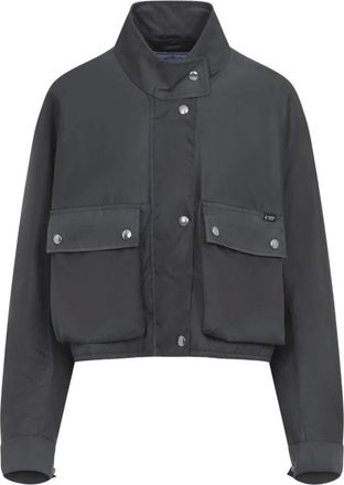 Prada Dames, Jassen, Grijs, Maat: M Nylon
