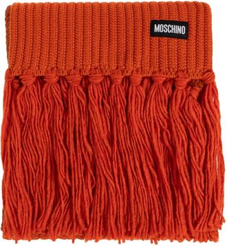 Moschino Sjaal met franjes - unisex - Wintersjaals - Oranje - ONE Size - Wol - Accessoires