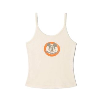 Re/Done 70s Graphic-print Lace-trim Top