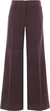 Incotex Burgundy High-Waisted Wide-Leg Cropped Pants