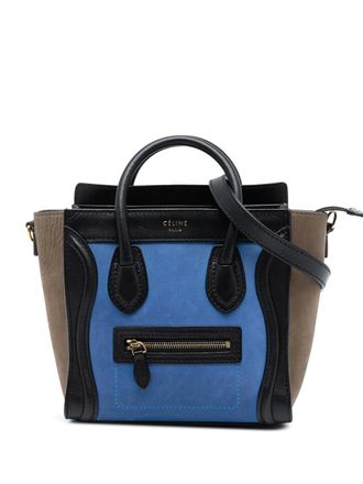 Celine 2012 Nano Tricolor Nubuck and Calfskin Luggage Tote satchel - Blue