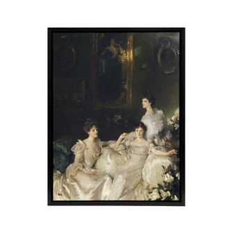 Artery8 The Wyndham Sisters Portrait Sargent Framed Canvas Wall Art Print | Size: W24 x H32